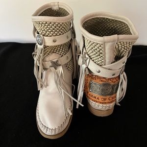 KARMA OF CHARME  ANKLE BOOT IN  WHITE STONE VINTAGE LEATHER SIZE 36/6